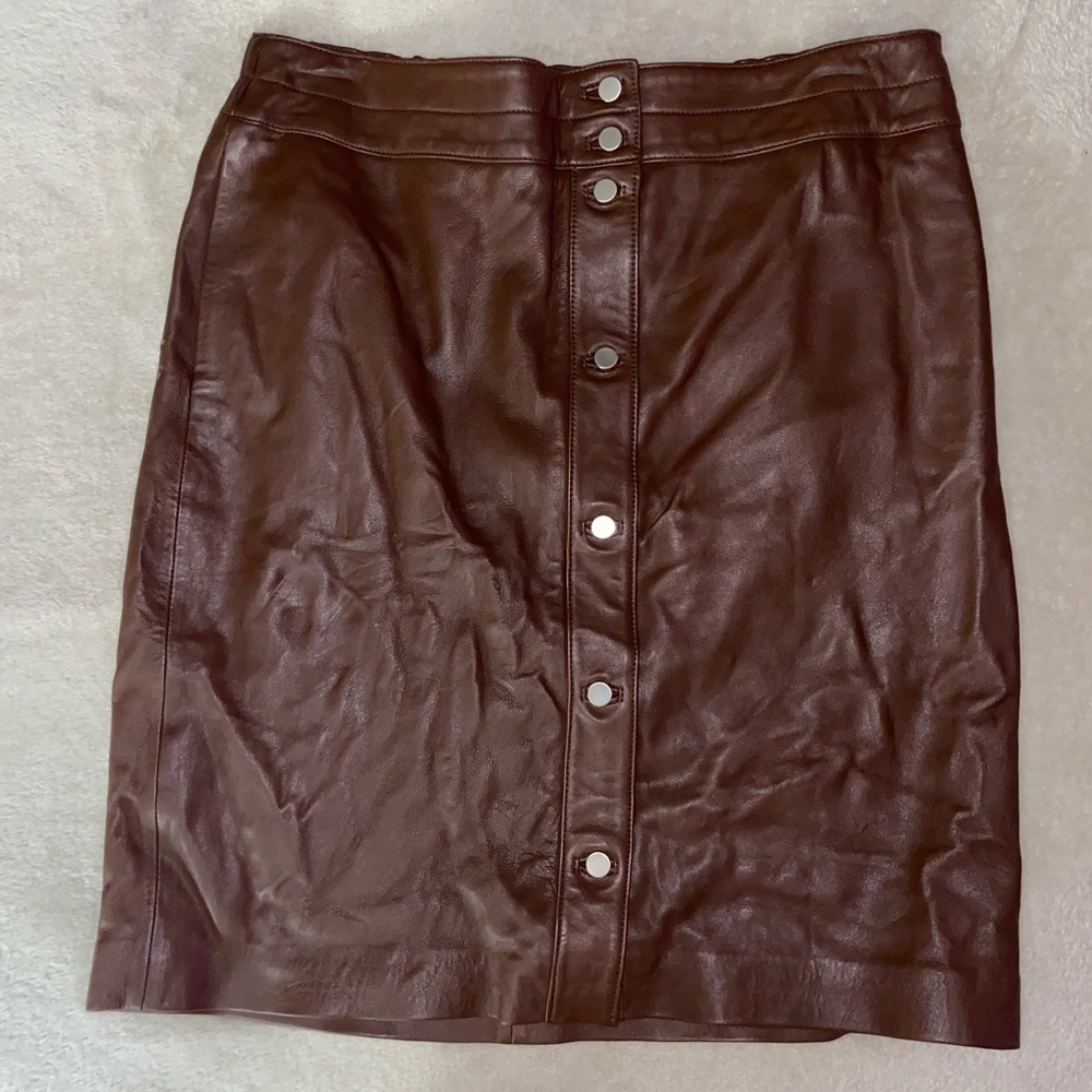 Violeta Brown 100% Sheep Leather lined Skirt size Small